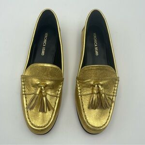 Veronica Beard Women-SZ 5M-PennyGold Metallic Tassel Loafers-MSRP $350-New nobox